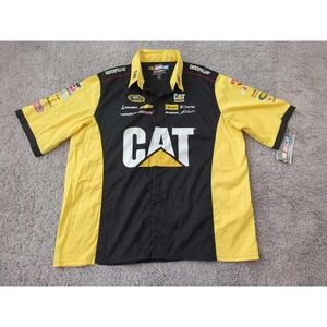 Caterpillar Nascar Shirt Mens 2XL Black Yellow RCR 31 Jeff Burton Car Racing Y2k